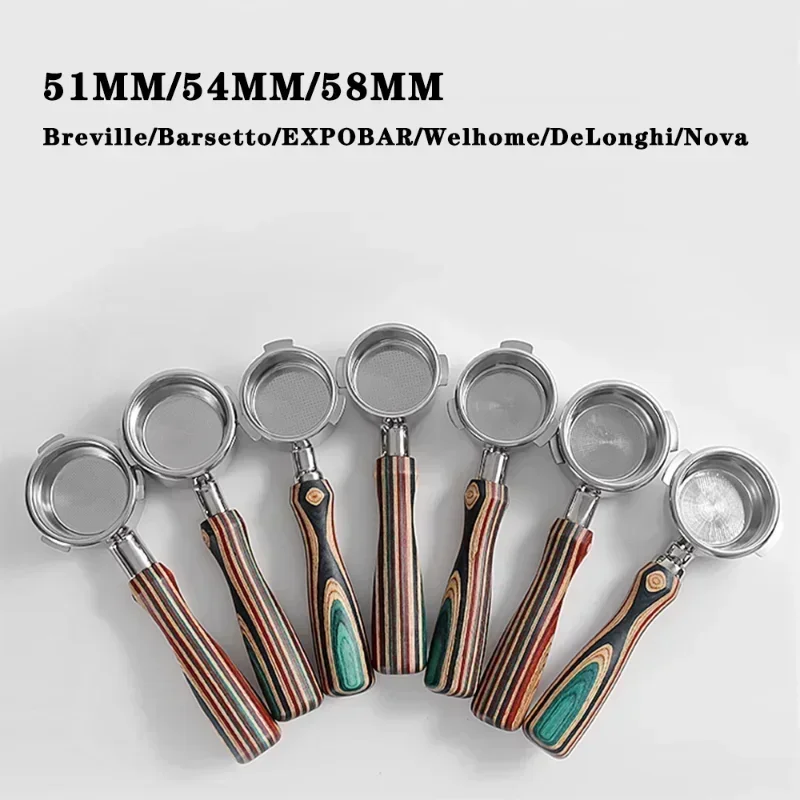 51mm/54mm/58mm Stainless Steel Coffee Portafilter for Barsetto/EXPOBAR/Welhome/DeLonghi/Breville/Nova Coffee Handle Filter