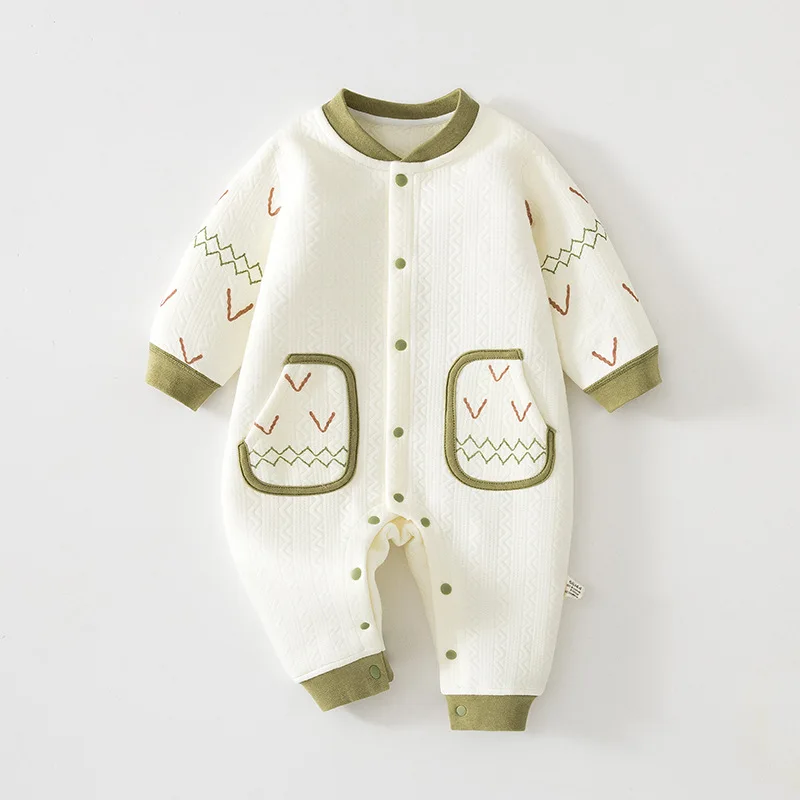 

Детский теплый комбинезон для девочек, осенне-зимний бесшовный ромпер, хлопковый комбинезон для новорожденных, детский комбинезон-слип