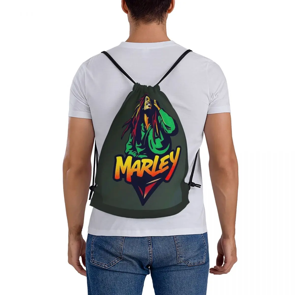 Bob Marley Reggae Backpacks Fashion Drawstring Bags Sports Bag Book Bags for Travel School