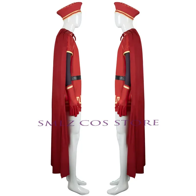 

❤❤2025 Lord Farquaad Anime Costume Uniform Cloak Glove Hat Set Medieval Cosplay Halloween Party Red Outfit for Ki New ★☆