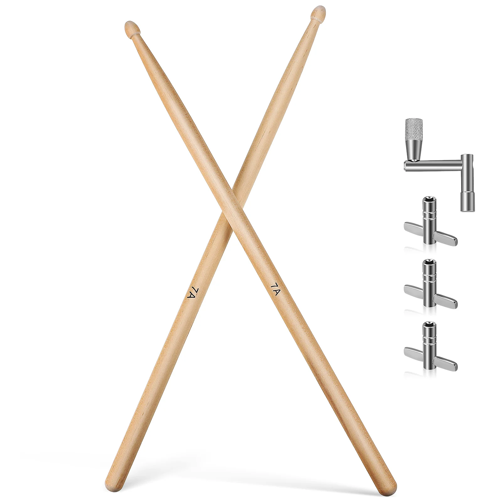 

Drumstick Wrench Lightweight Maple Wooden Drumsticks for Adult Kids Adjustable Portable School Practice Accessories