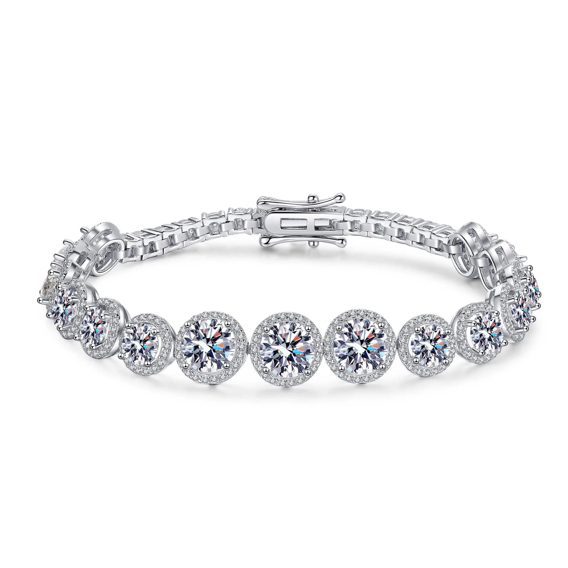 925 Sterling Silver Bracelet Women's moissanite Stone Luxury Bracelet Plated with PT950 Gold Hand piece