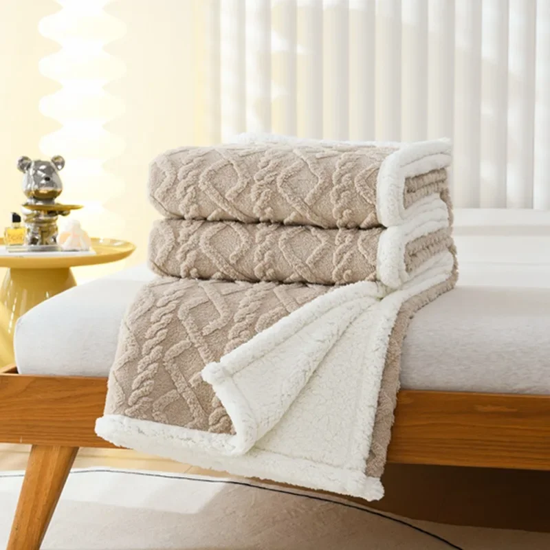 

Double-sided Thicken Blanket Lightweight & Multi-Purpose Blanket Bed Cover Living Room Sofa Cover Coral Fleece Sleeping Blanket