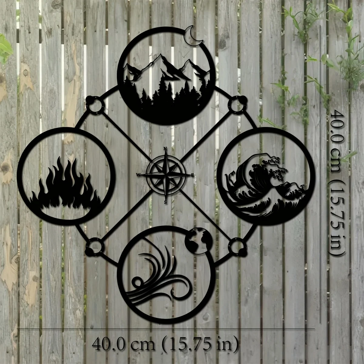 CIFBUY Metal Wall Art Four Elements Compass Celestial Home Patio Balcony Decor Modern Geometric Abstract Hanging Sculpture