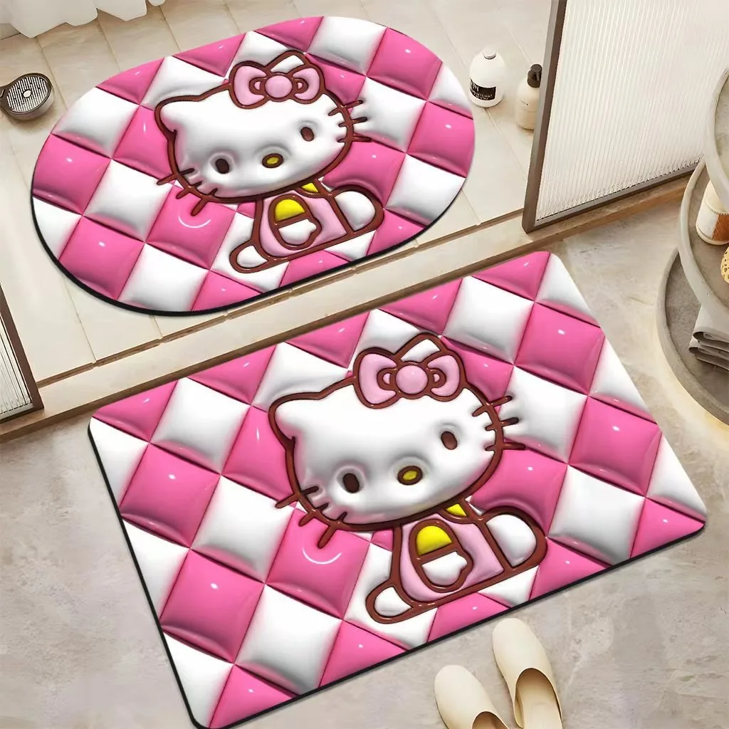 

Sanrio Hello Kitty Rug Diatom Mud Absorbent Floor Mat Bathroom Anti-skid Quick Drying Carpet Memory Foam Kitchen Bedroom Doormat