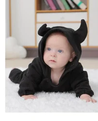 Bat in hoodie, a little devil baby jumpsuit shooting clothes newborn photography romper  disfraces bebe niña  신생아사진  신생아