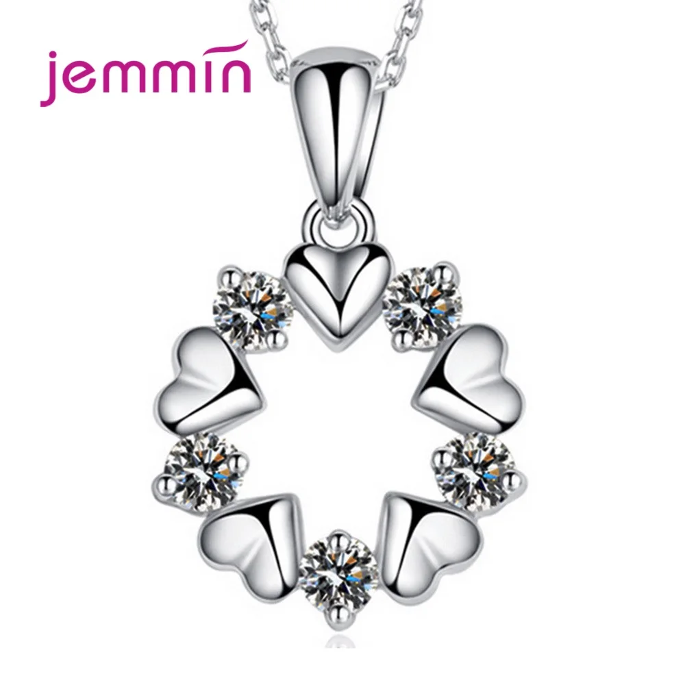 925 Sterling Silver Pendant Necklace For Women Party Engagement Fashion Jewelry Romantic Heart Shape Austrian Crystal