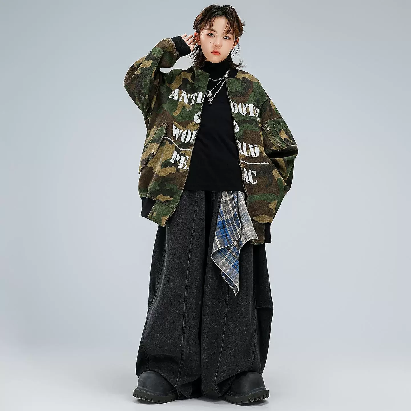 Kids Boys Girls Streetwear Fashion Hip Hop Camouflage Baseball Jacket Denim Pants Baggy Jeans Children Coat Trousers Tracksuits