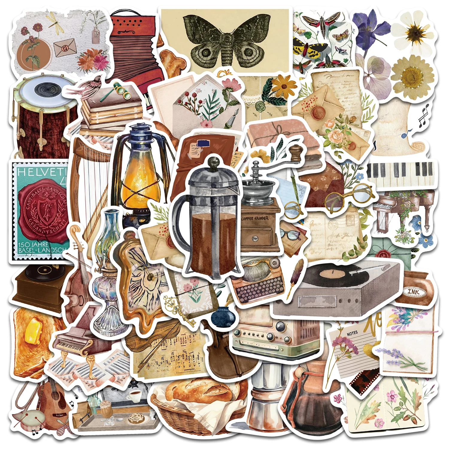 

50PCS Time's Secret Love Retro Handmade Stickers DIY Phone Case Laptop Water Cup Computer Toy Stickers