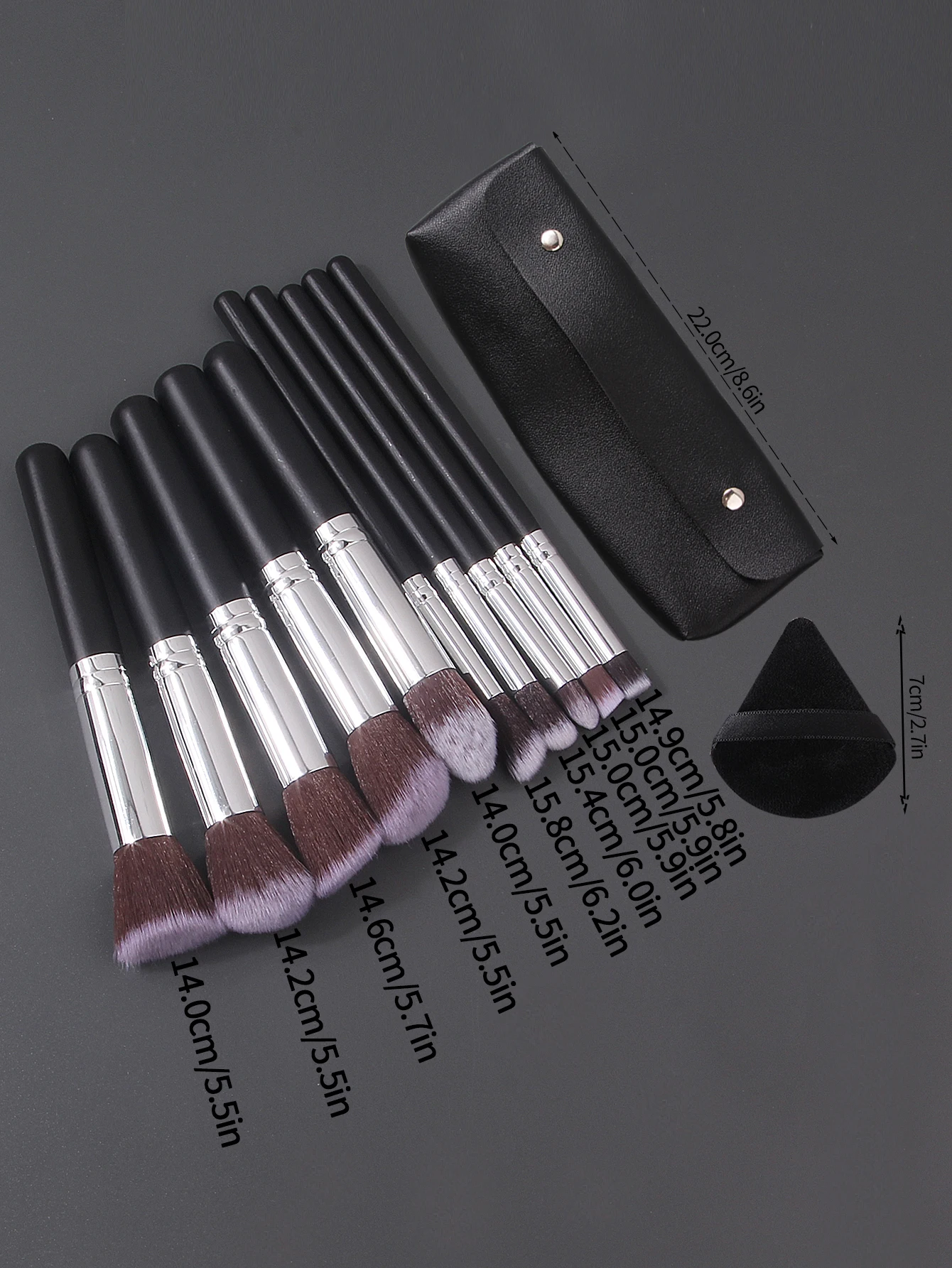 13개 고품질 메이크업 브러쉬 세트, 다목적 페이셜 메이크업 브러쉬 + 부채꼴 파우더 퍼프 + 휴대용 보관 가방