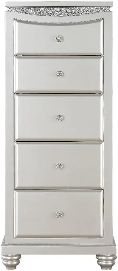 Maverick 5-Drawer Wooden Lingerie Chest in White Platinum