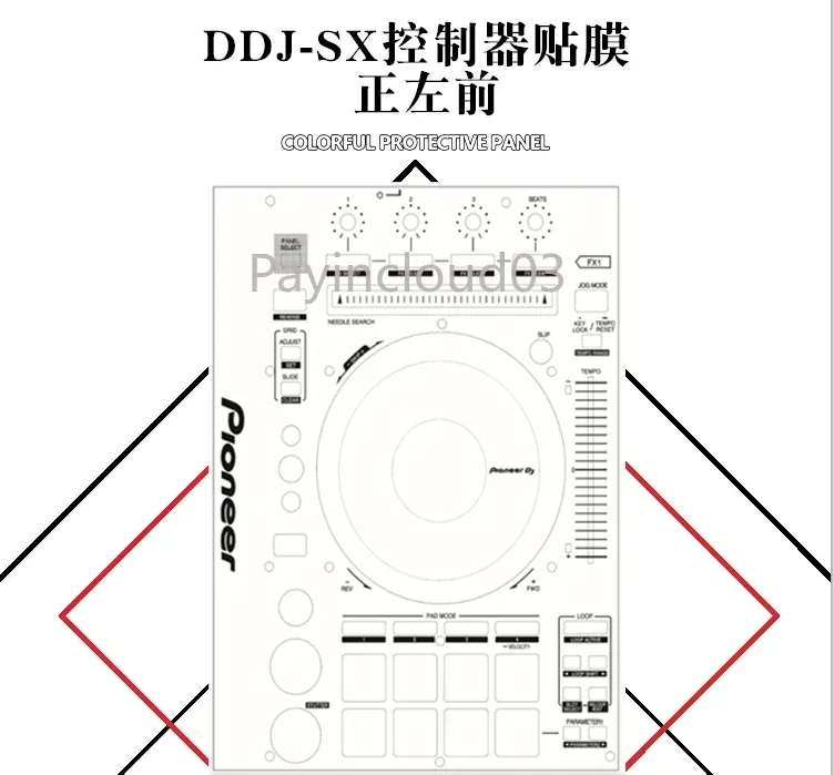 DJ Pioneer DDJ-SX Lecteur CD Contrôleur Panneau numérique Film de protection auto-adhésif (hors équipement)