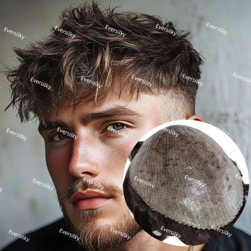 

Undetectable Cheapest Injection 0.1mm Microskin Men Toupee #1#1B#1C natural black #1B50#1B65 Gray black human Natural Male Hair