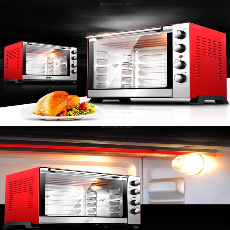 Household Mechanical Electric Oven Temperature Control Electric Oven Stainless Steel Black Crystal Panel 60L Electric Oven ﻿