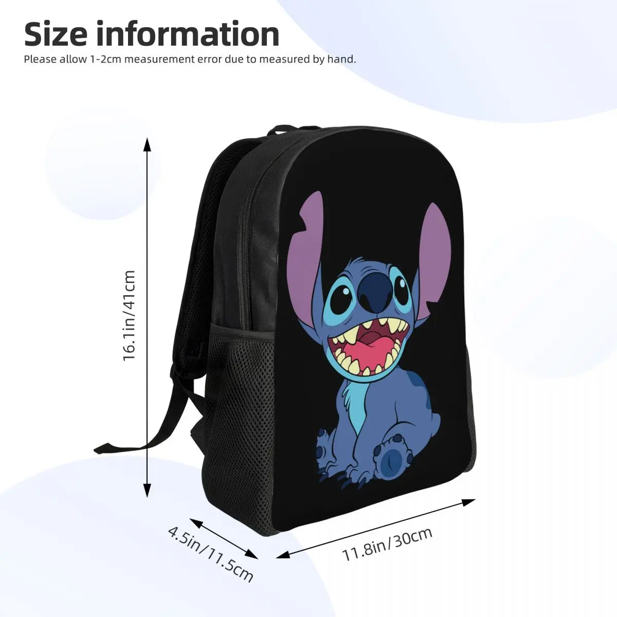 Mochila de Anime Stitch personalizada para hombres y mujeres, bolsa de libros para estudiantes universitarios, se adapta a bolsas para portátiles de 15 pulgadas