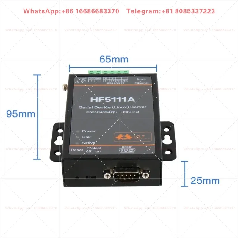 HF5111A Industrial Modbus Serial RS232 RS485 RS422 to Ethernet Converter Device Modbus 2M Flash Cortex-M3 Connector