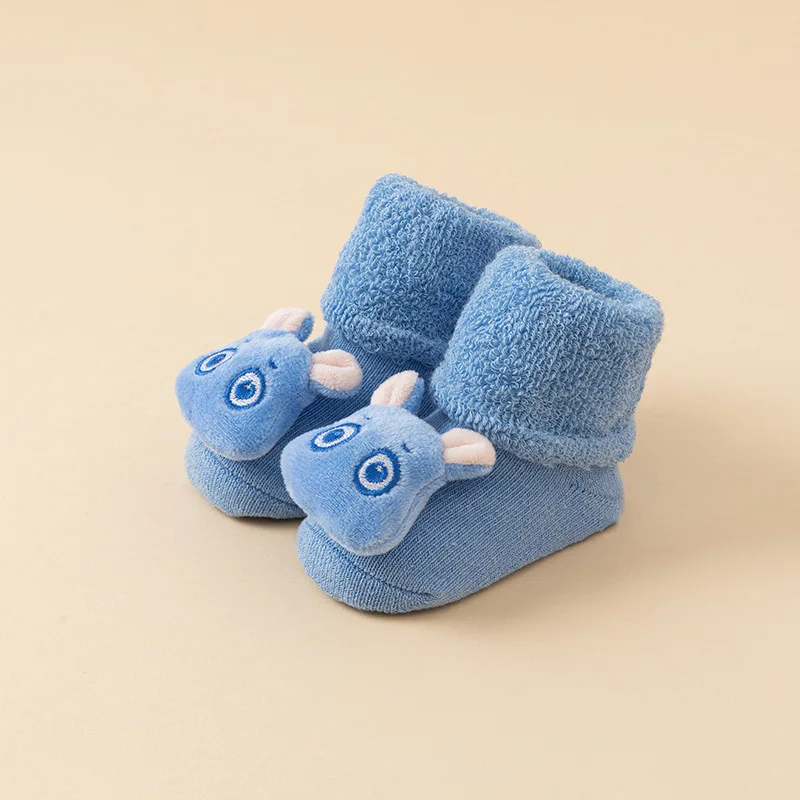 1-4Pairs Thickened Thermal Baby Socks Mid Calf Soft Stretchy Cuff Non Slip Grip for 1-3 Years Boys Girls Crawling