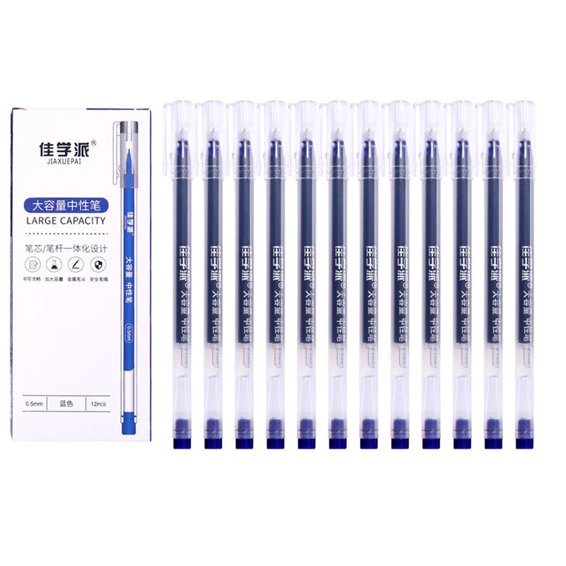 12 Pcs/Set 0.5MM Large Capacity Neutral Gel Pen Signature Student Exam Pens Black Blue Red SCHOOL Office Stationery Supplies