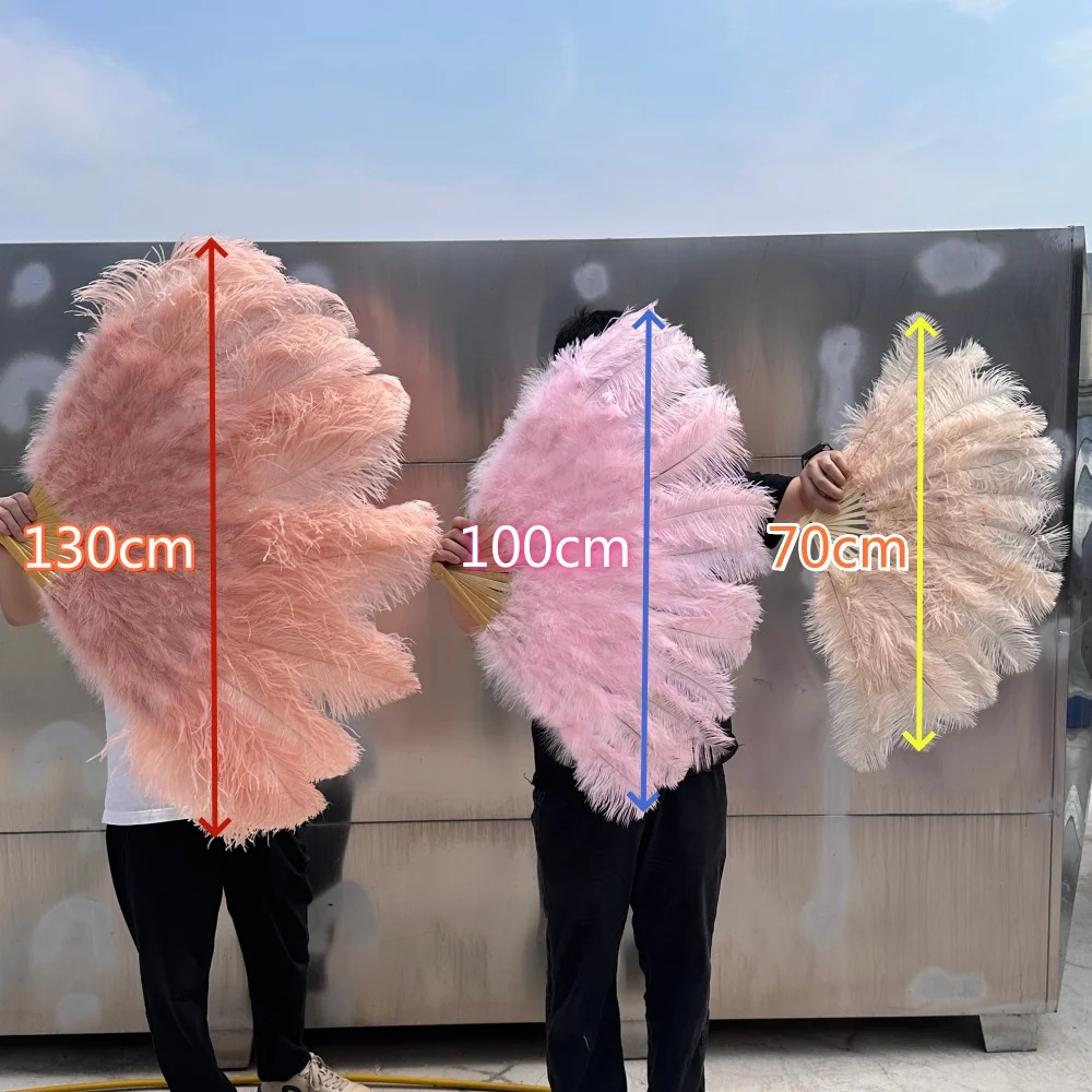70/100CM Fluffy Ostrich Feather Fan Large Handheld Fan Props for Festival Dance Stage Show Wedding Party Performance Decoration