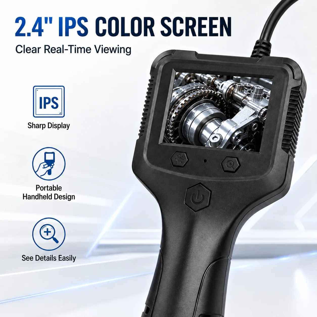 Digital Borescope Camera 2MP HD Inspection Scope, 2.4 Inch IPS Screen Endoscope with Waterproof Flexible Cable & Accessories
