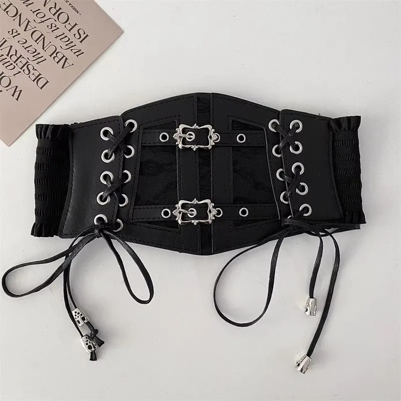 Women\'s Fashion PU Leather Elastic Corset Female Cummerbund Coat Waistband Dress Decration Wide Belt  J312