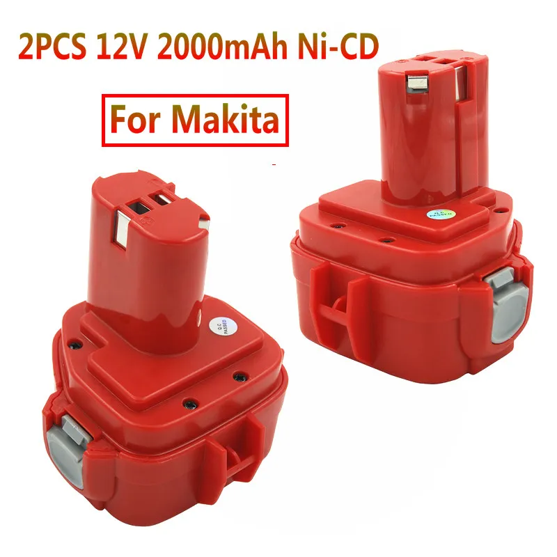 2PCS PA12 12V 2Ah Ni-Cd Cordless Power Tools Replacement Battery for Makita 1220 1222 1234 1233 1235 6217D 6271D 8270D 6270D