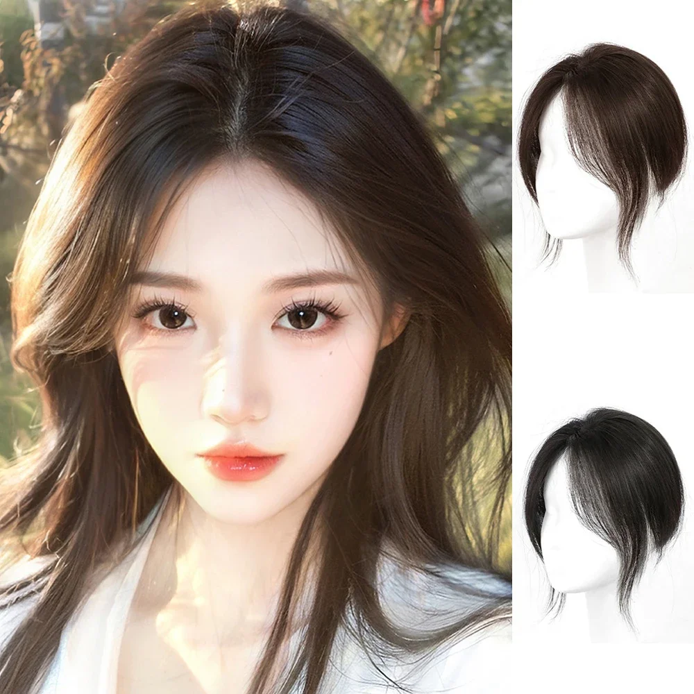 

Natural Human Hair Bangs Side Fringe Hair Bangs for Women 3D Middle Part False Bangs Clip-in Extensions Invisible Hairpieces