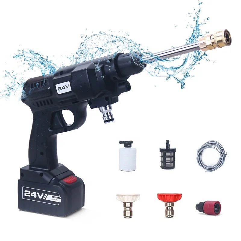 12V Cordless Power Sprayer Water Jet Cleaner High Pressure Washer Gun