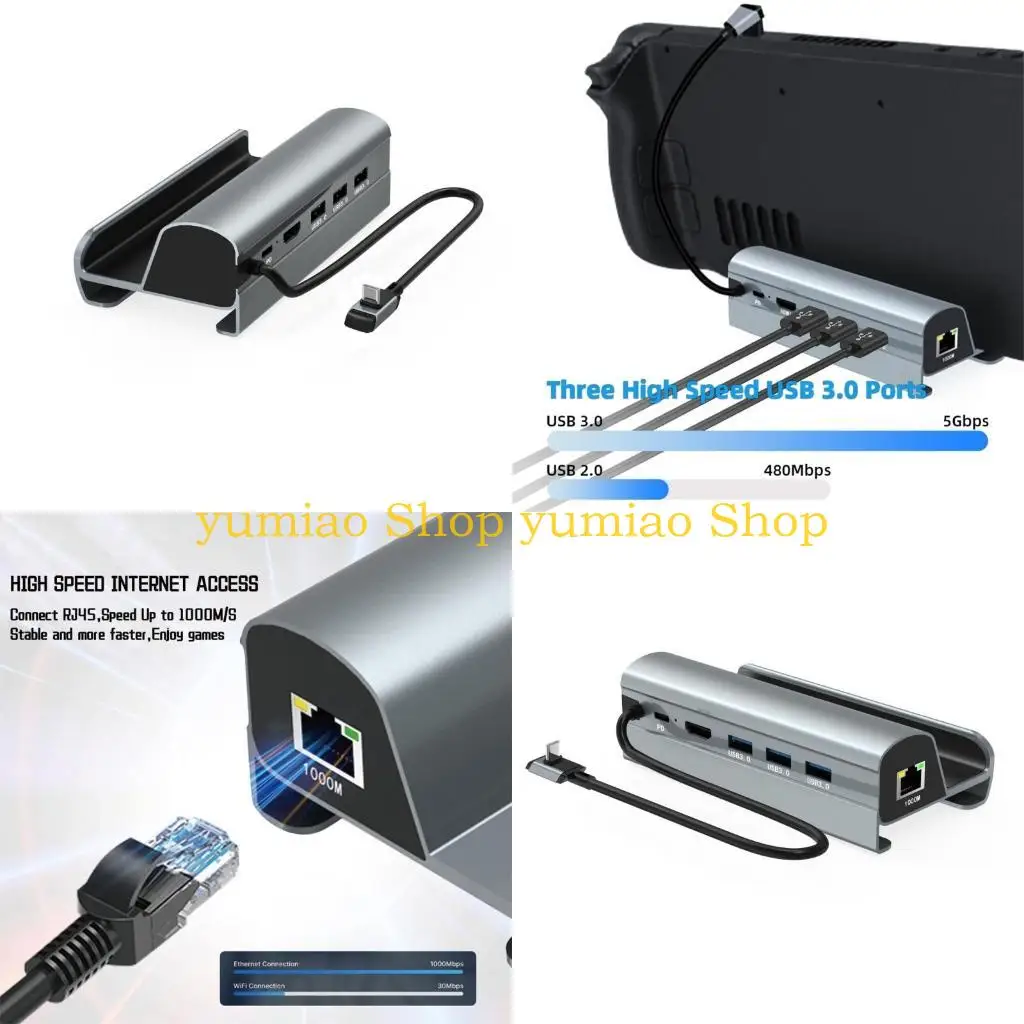 

587B Док-станция USB3.0 HUB Type-C для удлинительной док-станции Steam Deck 1000M Ethernet