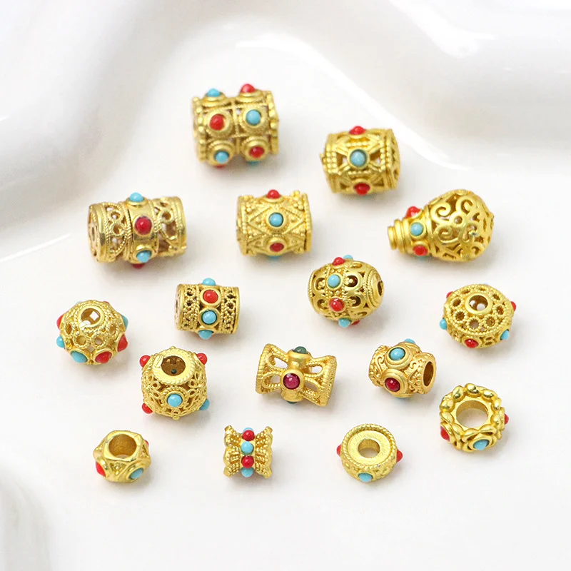 Hollow Lucky Spacer Beads Barrel Beads Pendant Enamel Beads Diy Bracelet Necklace Ornament Accessories