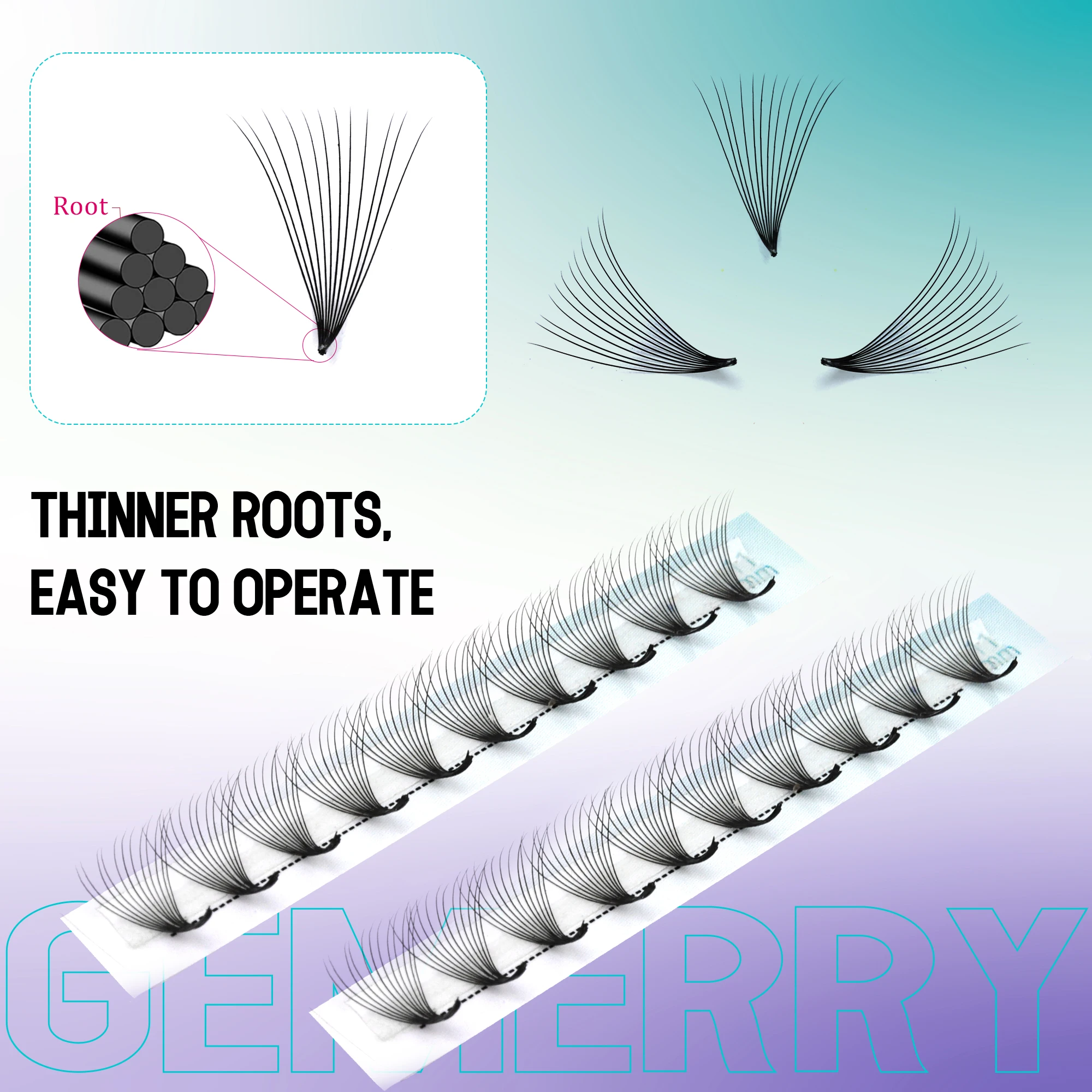 GEMERRY Premade Volume Fan Lashes 3D 5D 6D 10D 16D 20D Eyelash Extension Sharp Narrow Stem Fake Eyelashes Cluster Russian Volume