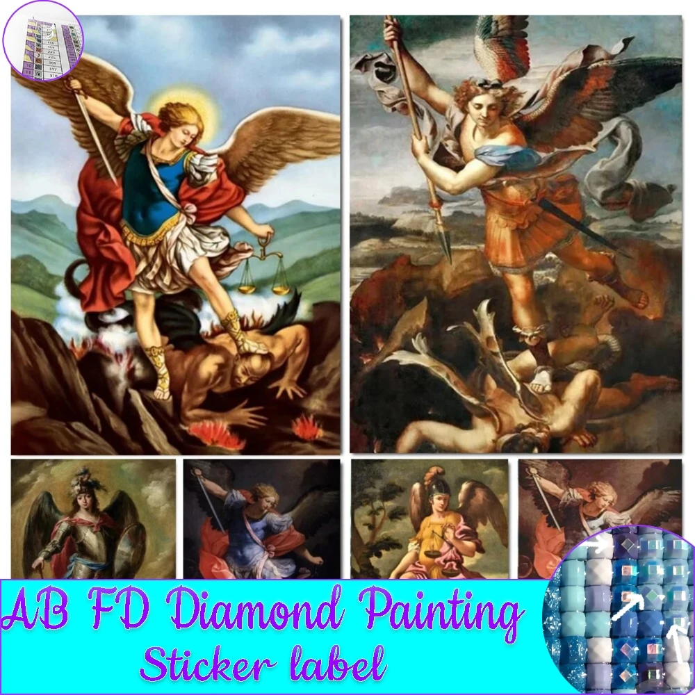 AB FD Diamond Painting Religious Mosaic Riding Diamond Cross Stitch Set Living Room Bedroom Decoration with Stickers Labels