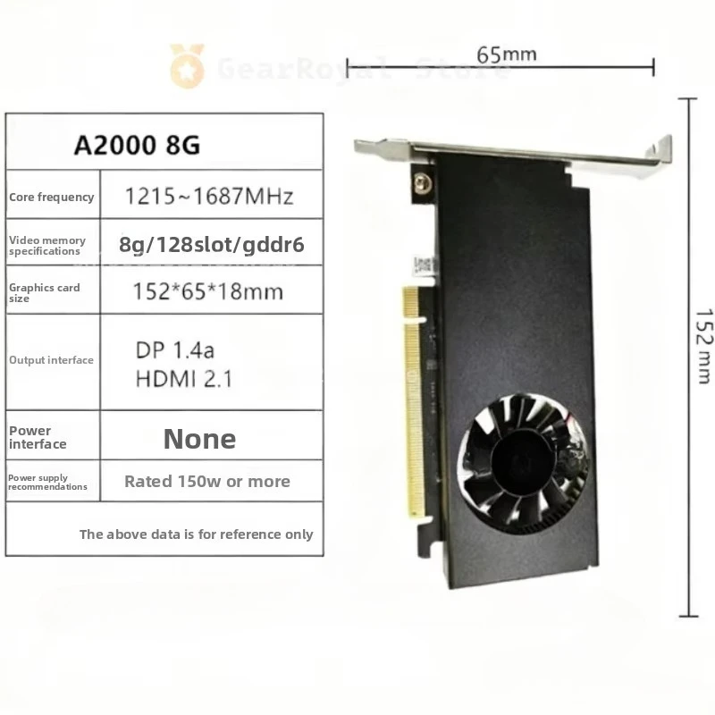 A2000 8GB Low Profile Single Slot Graphics Card, for AI Professional Workstation and Compact Gaming PC Build