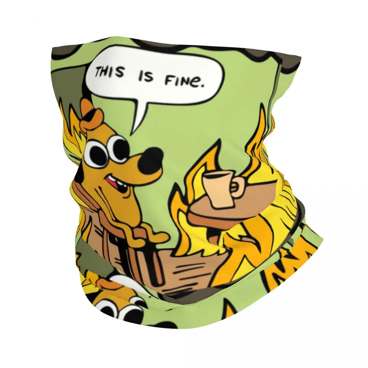 Custom This Is Fine Winter Headband Neck Warmer Men Women Hiking Running Tube Scarf Fashion Art Pet Face Bandana Gaiter