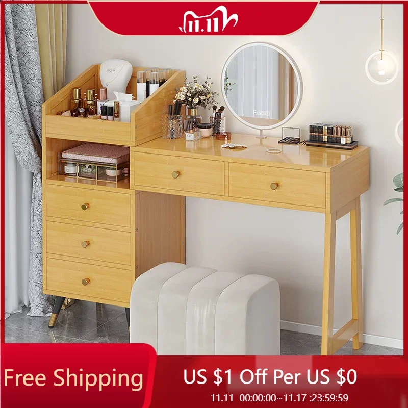 

Wood Shelf Vanity Table Chair Mirror Makeup Storage Dressing Table Drawers Accessories Cabinet Vestidores Lounge Suite Furniture