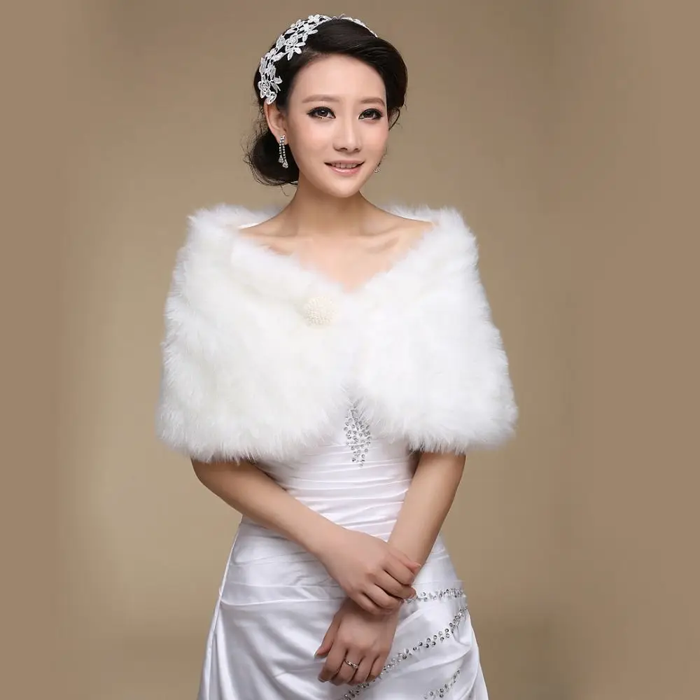 Pearl Plush Bowknot Shawl Faux Fur Korean Style Rabbit Fur Bow Scarves Neck Wrap Party Shawl Bride Shoulder Fake Collar