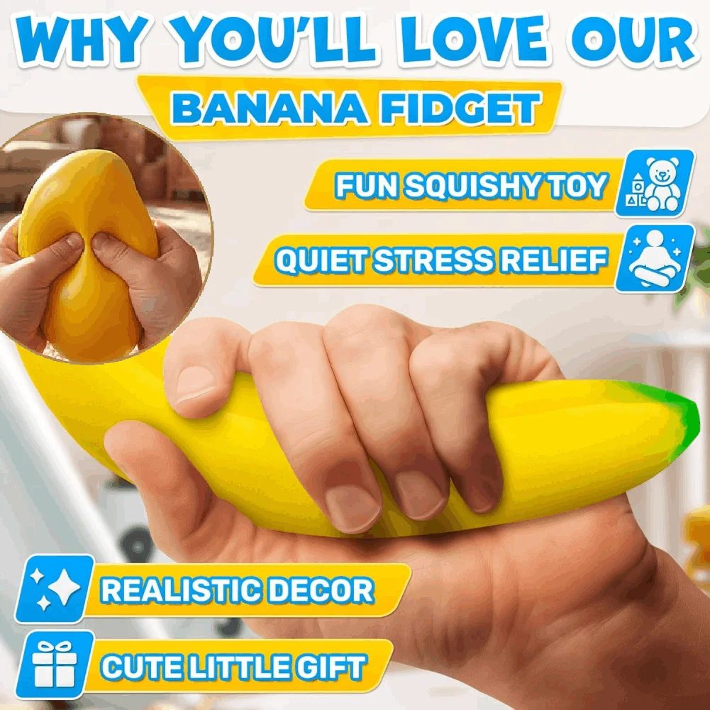 45CM Banana Squeeze Squishy Toy Fake Simulated Fruit Tpr Slow Rising Stress Relief Fidget Toy Desk Accessory for Adults Gifts