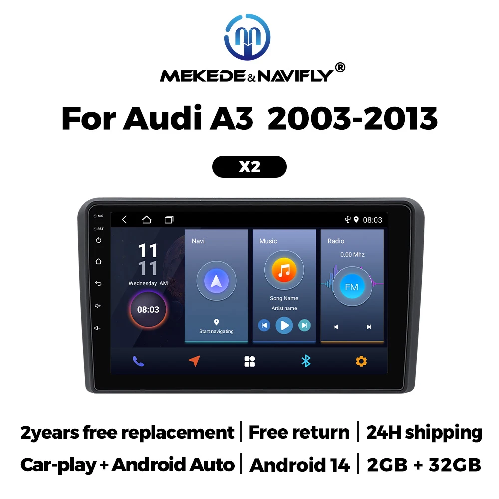 9inch Android Touch Screen Car Radio Autoradio for Audi A3 8P 2003 -2013 Wireless Carplay Android Auto Stereo GPS Navigation RDS