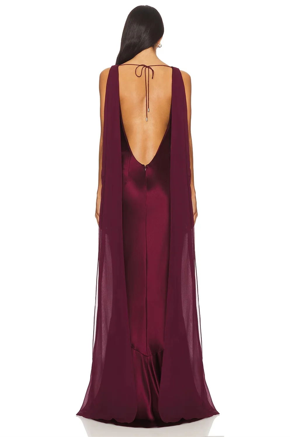 Contessa aangepaste elegante satijnen zeemeermin avondjurk met rugloze capedetail boothals lange formele jurk voor promfeest bruiloft