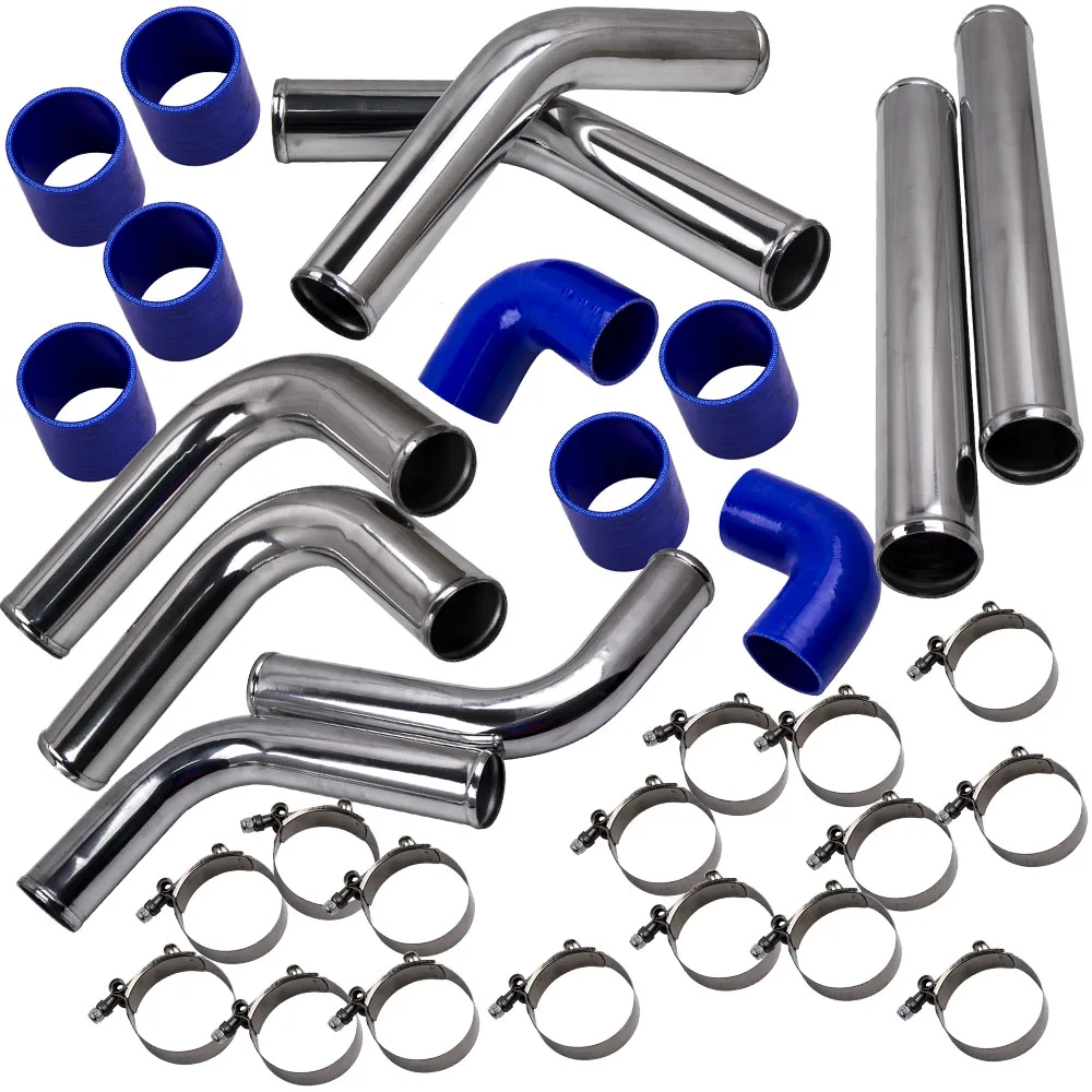 maxpeedingrods  Universal 8Pcs 2.5Inch Blue Coupler+Turbo Intercooler Piping Kit+T-Bolt Clamps