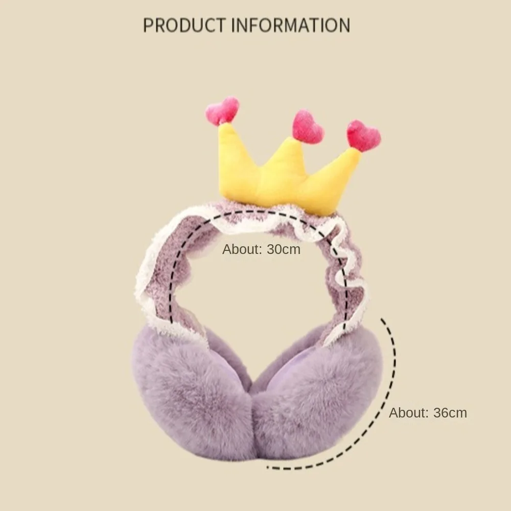 Cute Crown paraorecchie Soft Plush Ear Cover regolabile antivento Ear Cap protezioni per le orecchie pieghevoli portatili accessori invernali ﻿