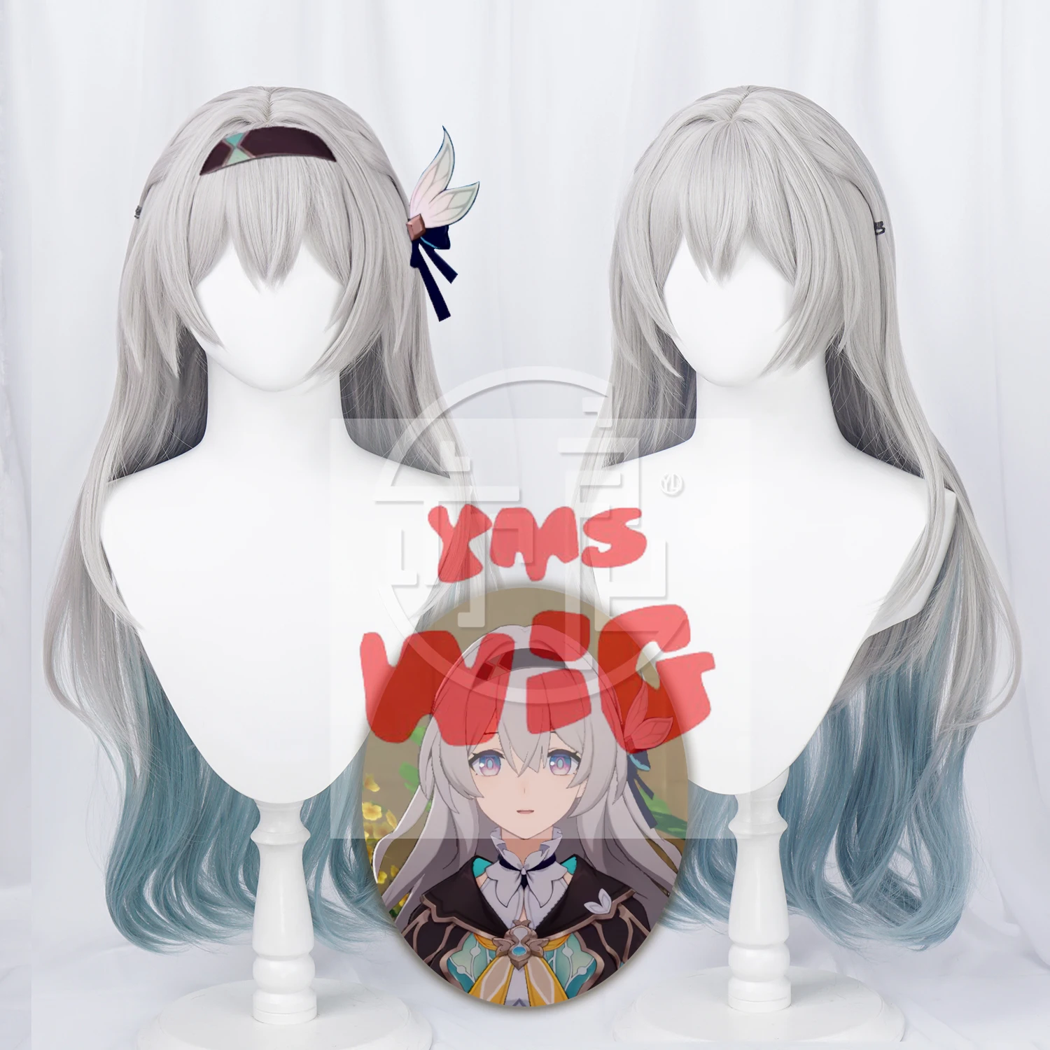 

Game Honkai: Star Rail Firefly Cosplay Wig Long Silver Gradient Heat Resistant Synthetic Hair Halloween Role Play Party Carnival