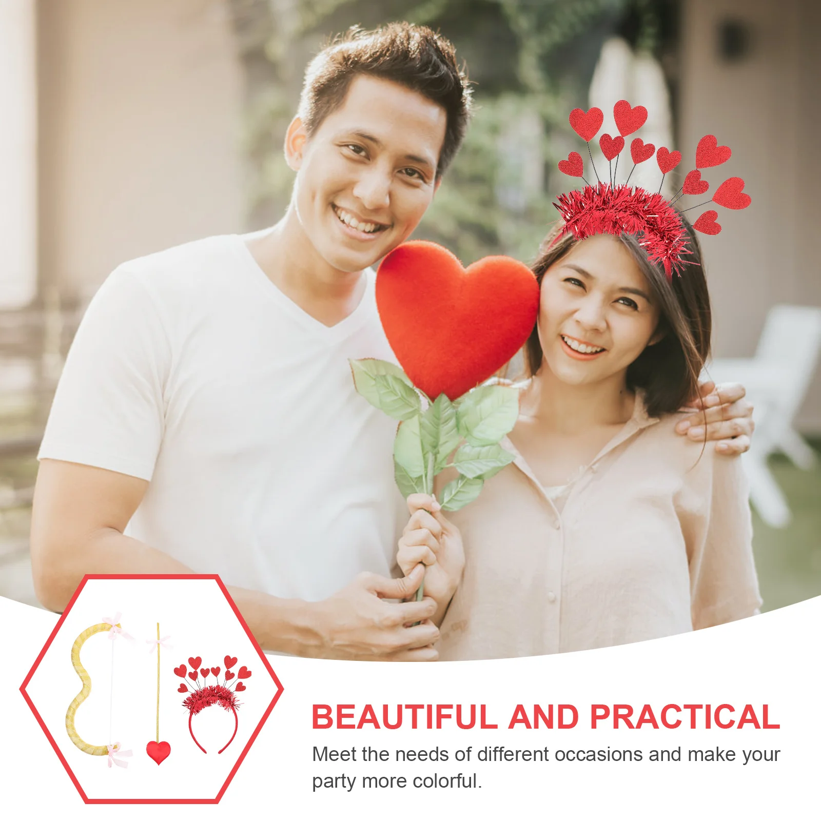 1 Zestaw Łuk i Strzały Kupidyna na Walentynki, Akcesoria do Kostiumów na Imprezę, Opaska z Sercem, Strój Cosplay, Dla Kobiet i Dzieci, Artykuły na Imprezę