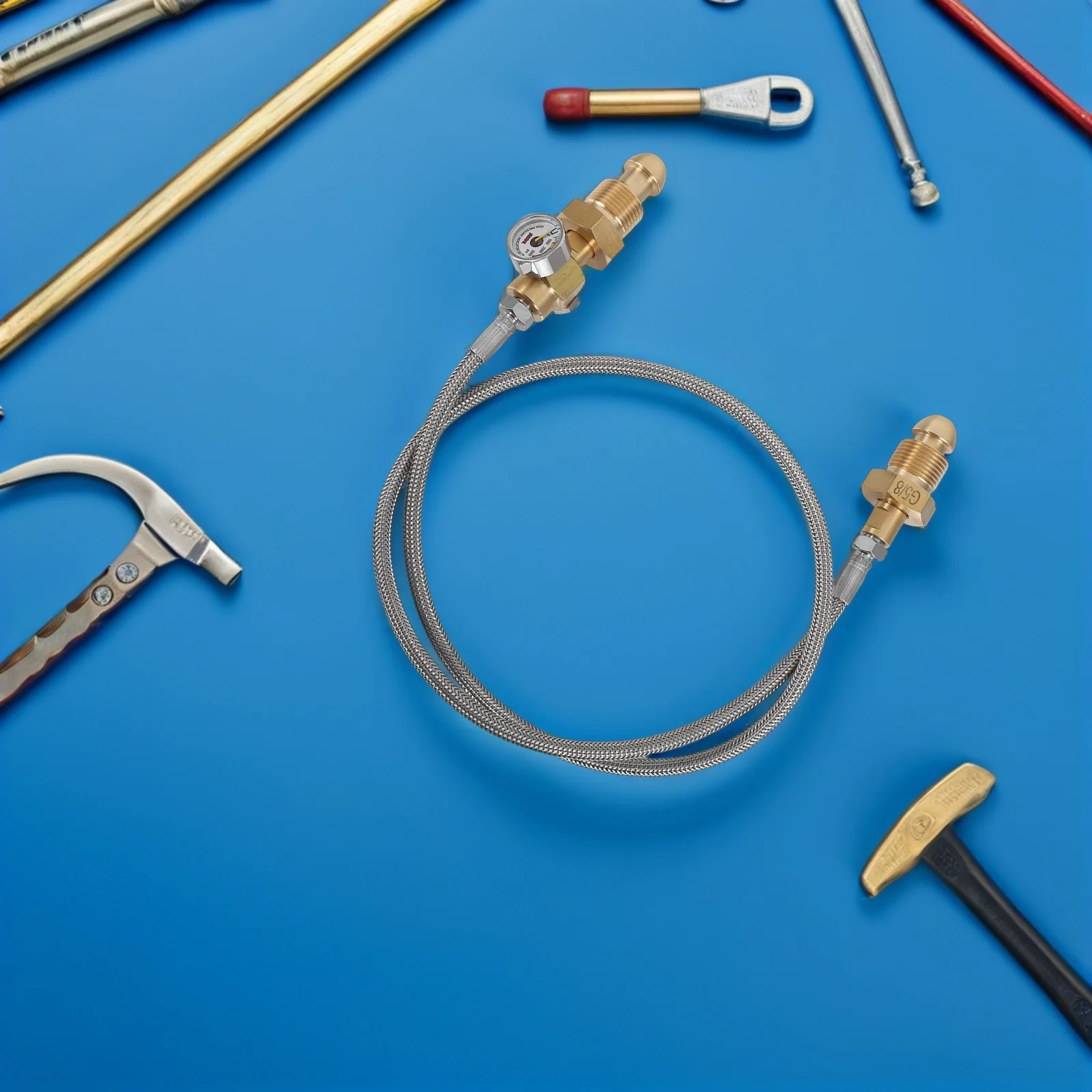 

Argon Cylinder Adapter 5/8 Inch Male Thread Steel Braided Hose 3000Psi Pressure Gauge For Gas Bottle Refill Welding Inert Gas