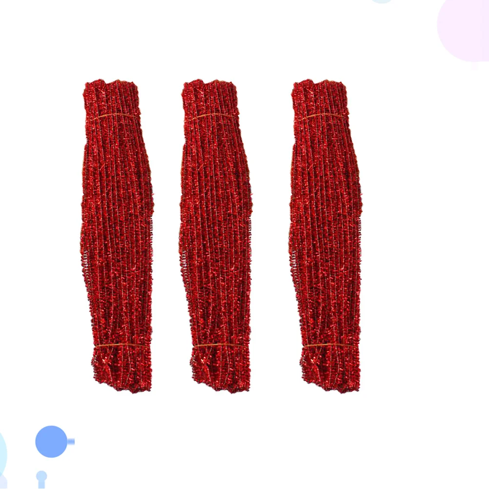 

300 PCS Gold Christmas Bows Red Tinsels Pipe Cleaners DIY Twisted Stick Bendable Bar Rod