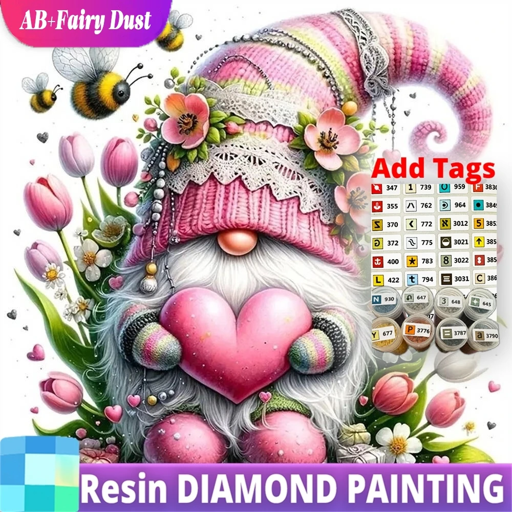 

Resin AB Fairy Dust Diamond Painting Dwarf Portrait Suitable For Beginners Mosaic Flower DIY Craft Kit Embroidery Heart Wall Dec
