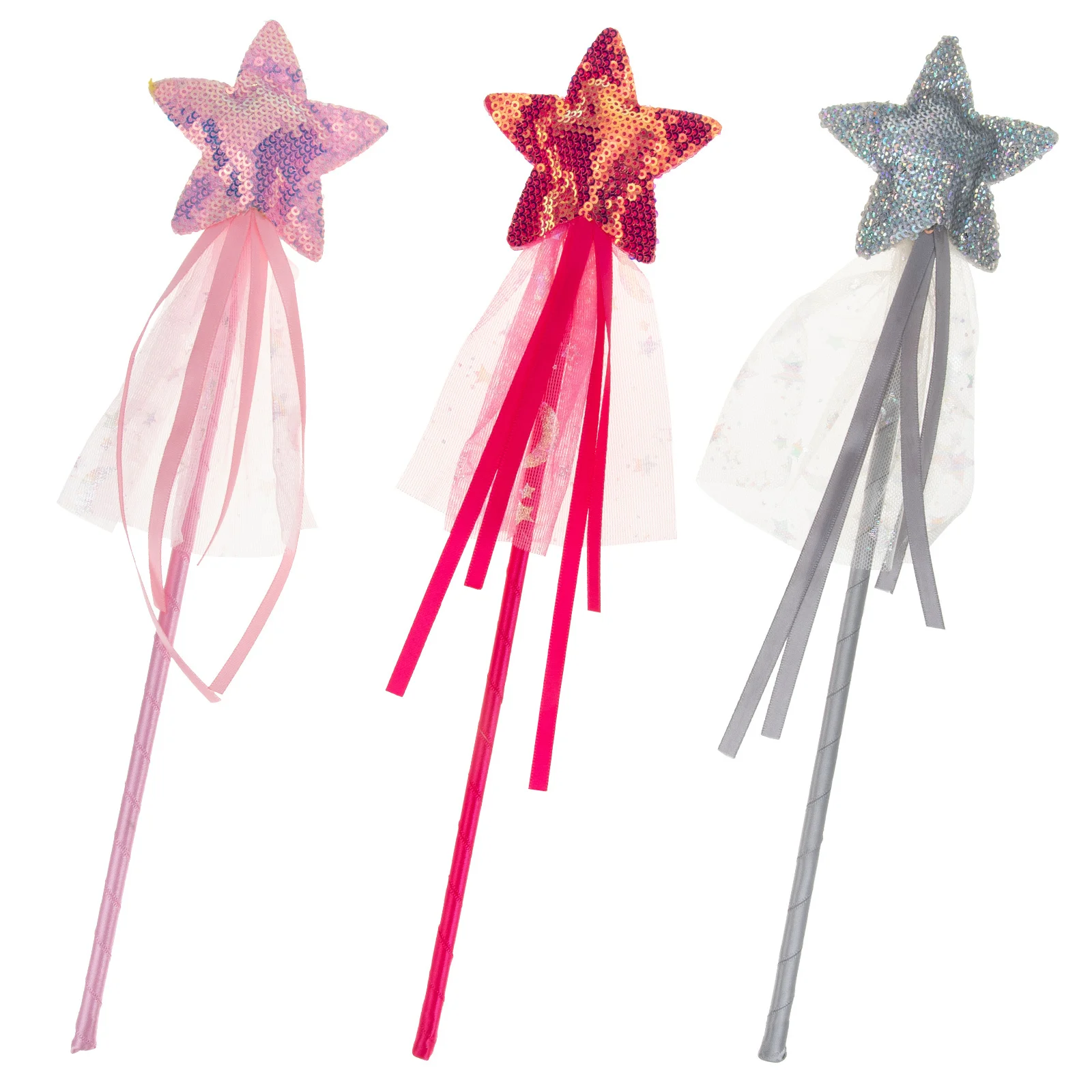 3Pcs Star Fairy Wand Shiny Cosplay Props Party Supplies Kids Girls Stage Performance Fairy Wand Kids Party Supplies