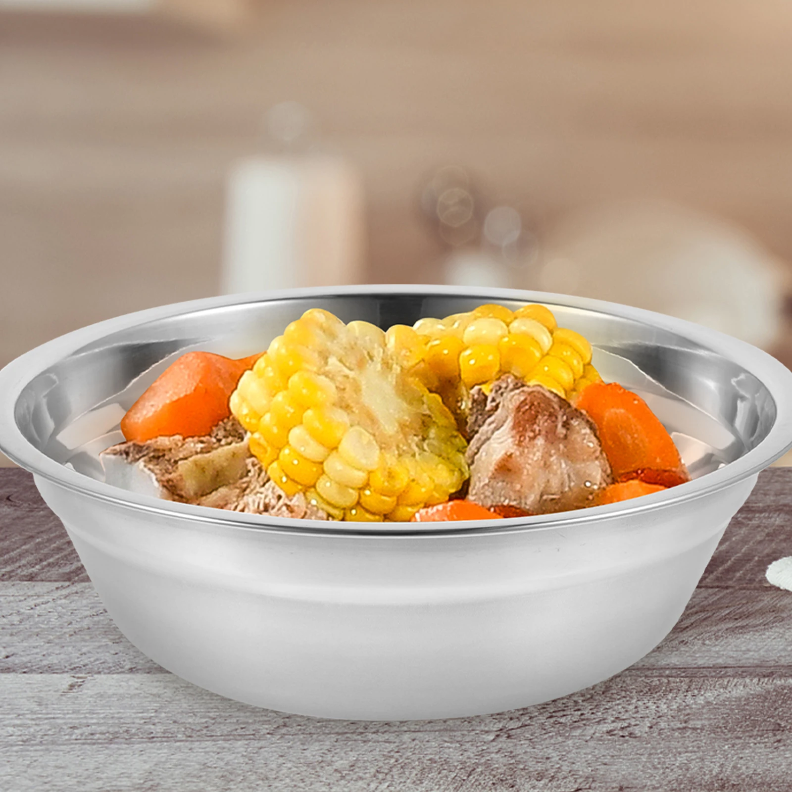 

2 Pcs Bowl Stainless Steel Soup Bowls for Kitchen Vegetable Wash Basin Thick Large Salad Mixing Metal Silver
