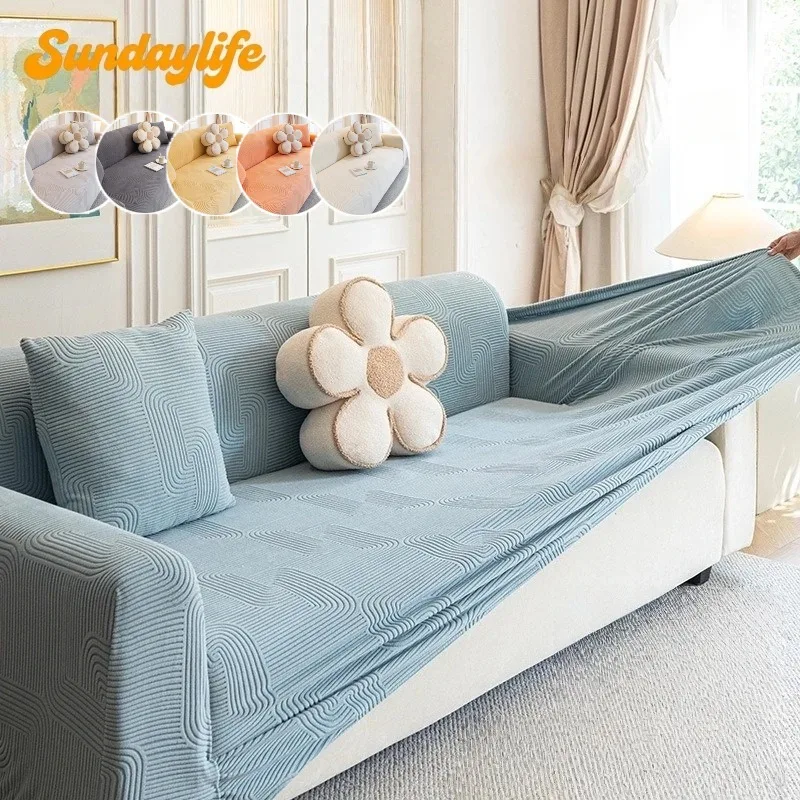 Soft Jacquard Couch Cover Super Stretch Sofa Covers for Living Room 1/2/3/4Seater Geometric Print Furniture Protector Slipcover