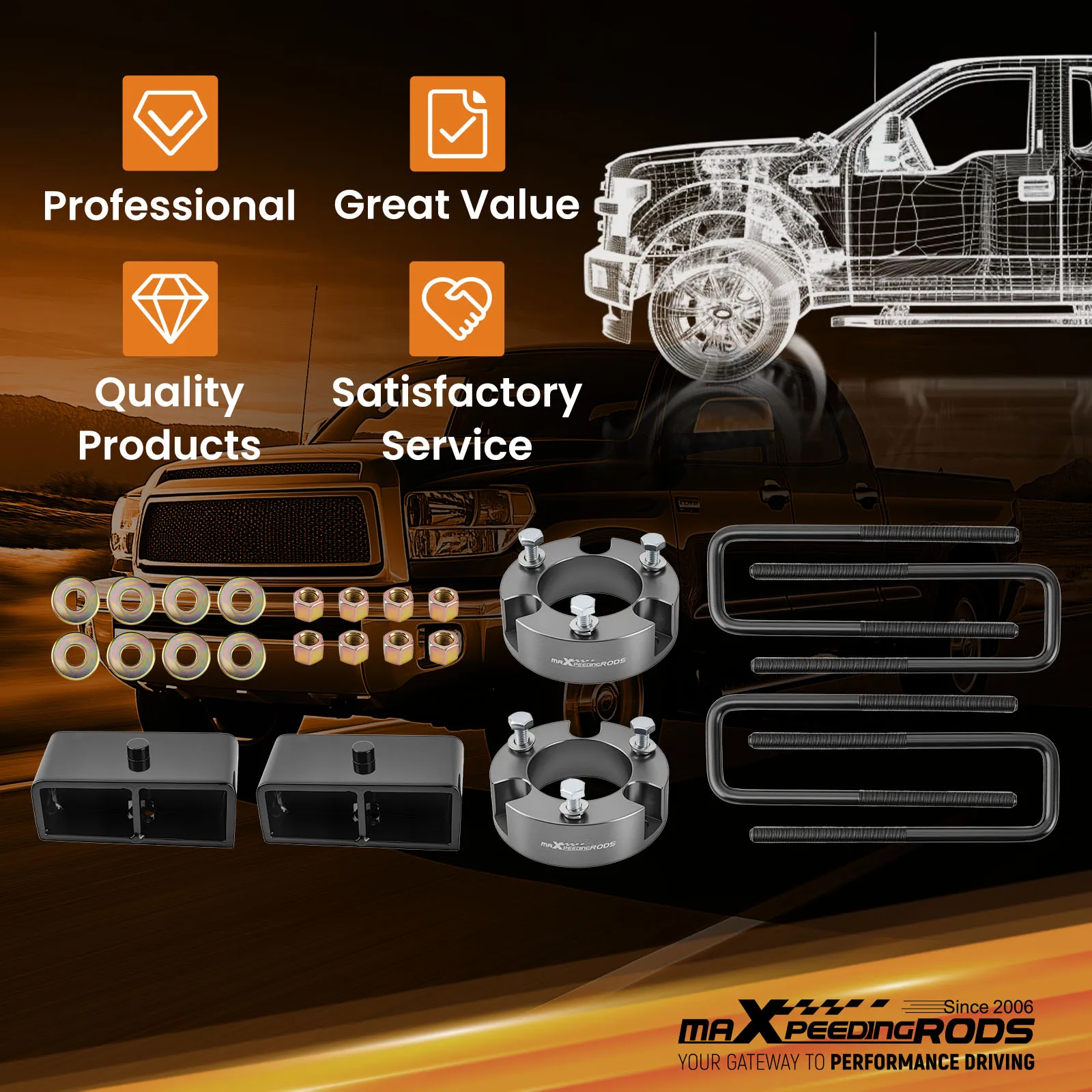 

Front 3" Rear 2" Full Lift Kit Spacers Blocks for Toyota Tundra 1999-2006